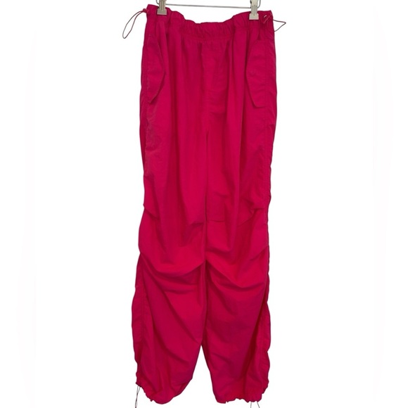 LOVETREE Vibrant Pink Nylon Windbreaker Drawstring Pants, Size L - Picture 2 of 11